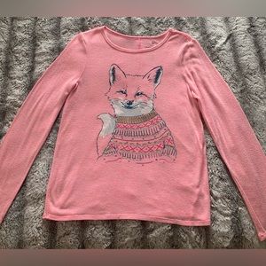 Girls SO pink fox shirt. Size XL (14-16)